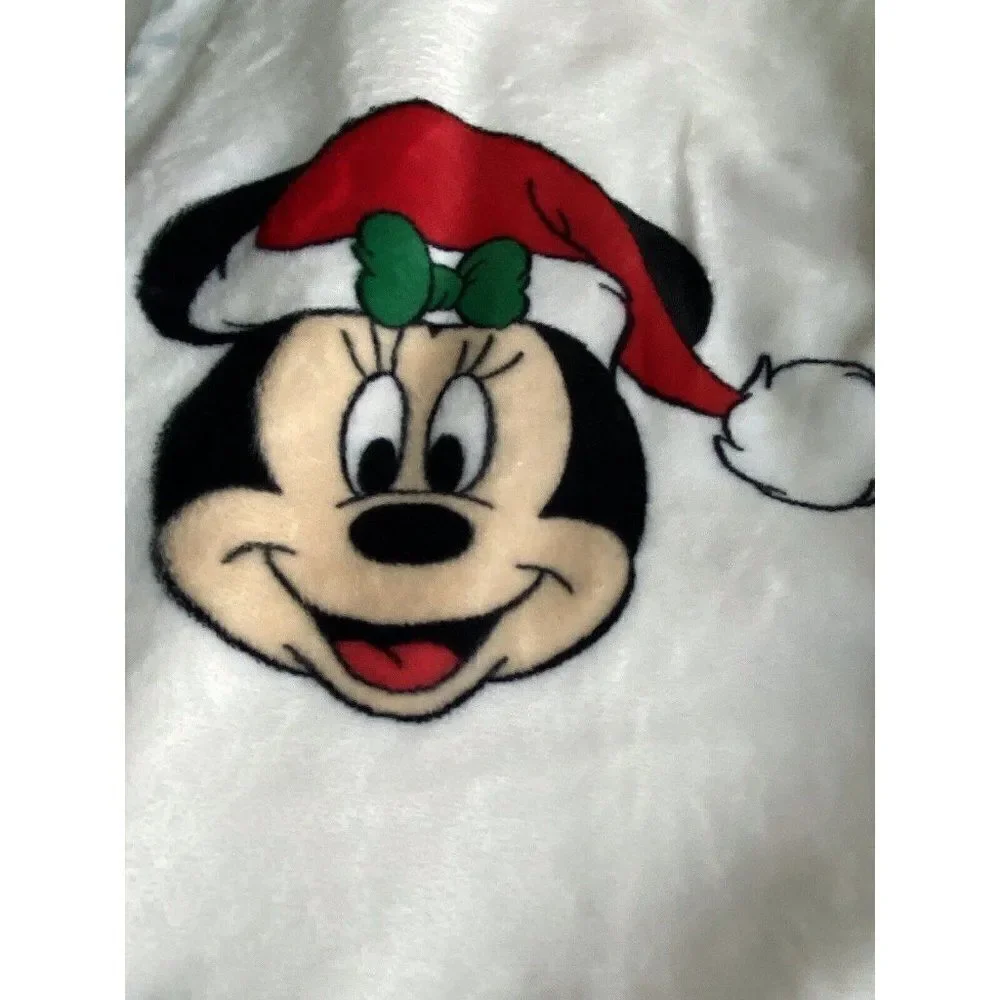 Disney Mickey Minnie Mouse Christmas SanTa Hat Soft Plush Throw‎ Blanket 50x70”